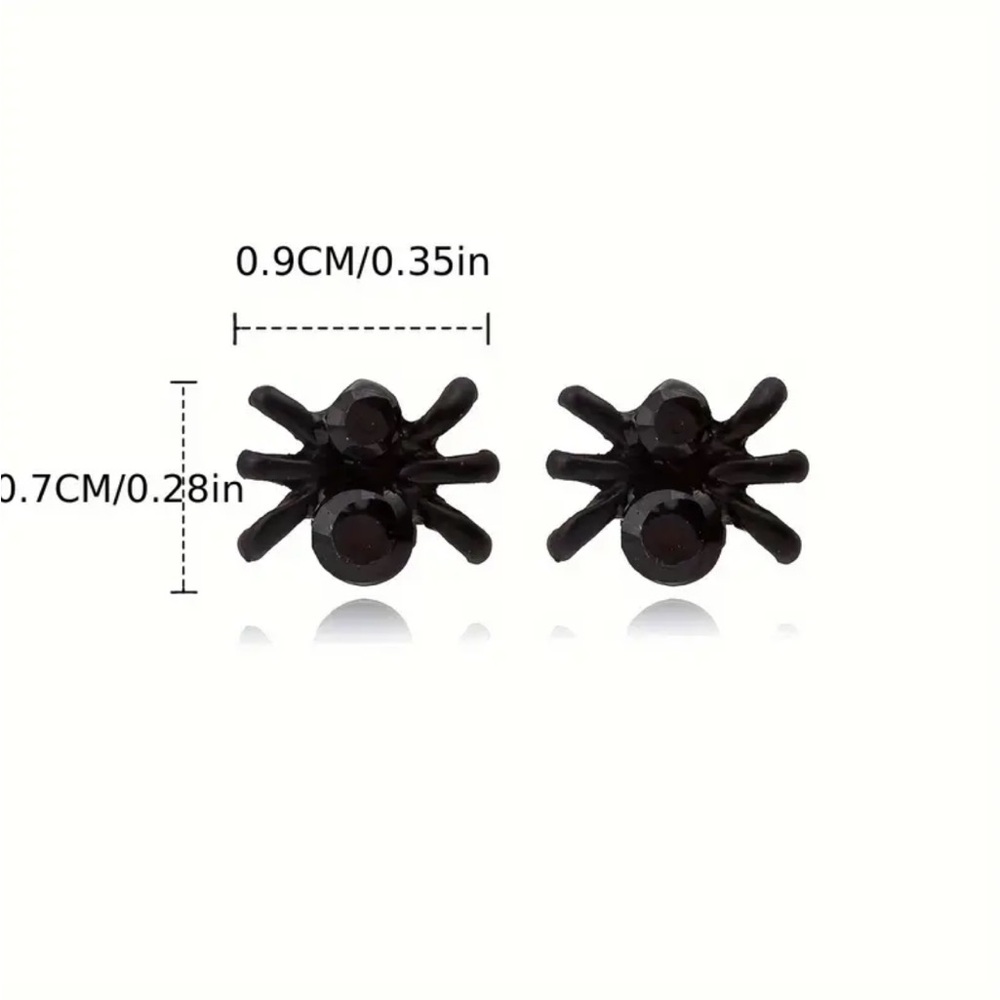 Black Spider Stud Earrings - Picture 3 of 4